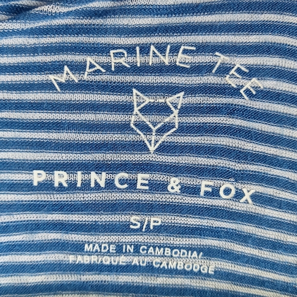 Prince & Fox Marine Tee Small Blue Striped‎ Semi Sheer Short Sleeve T-Shirt Crop - Picture 3 of 9